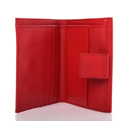 Prada Tessuto Nylon Saffiano Medium Flap Bi-Fold Wallet Fuoco 6 of 8