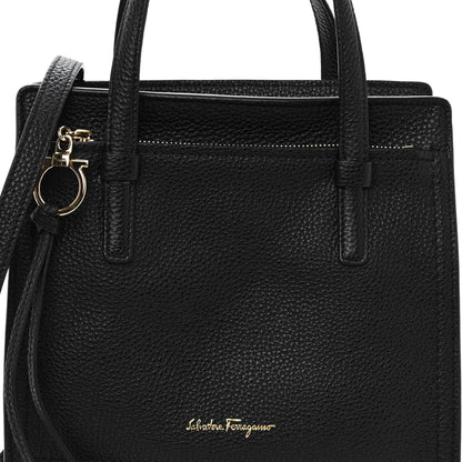 Salvatore Ferragamo Hammered Calfskin Double Handle Small Amy Tote Black 6 of 8