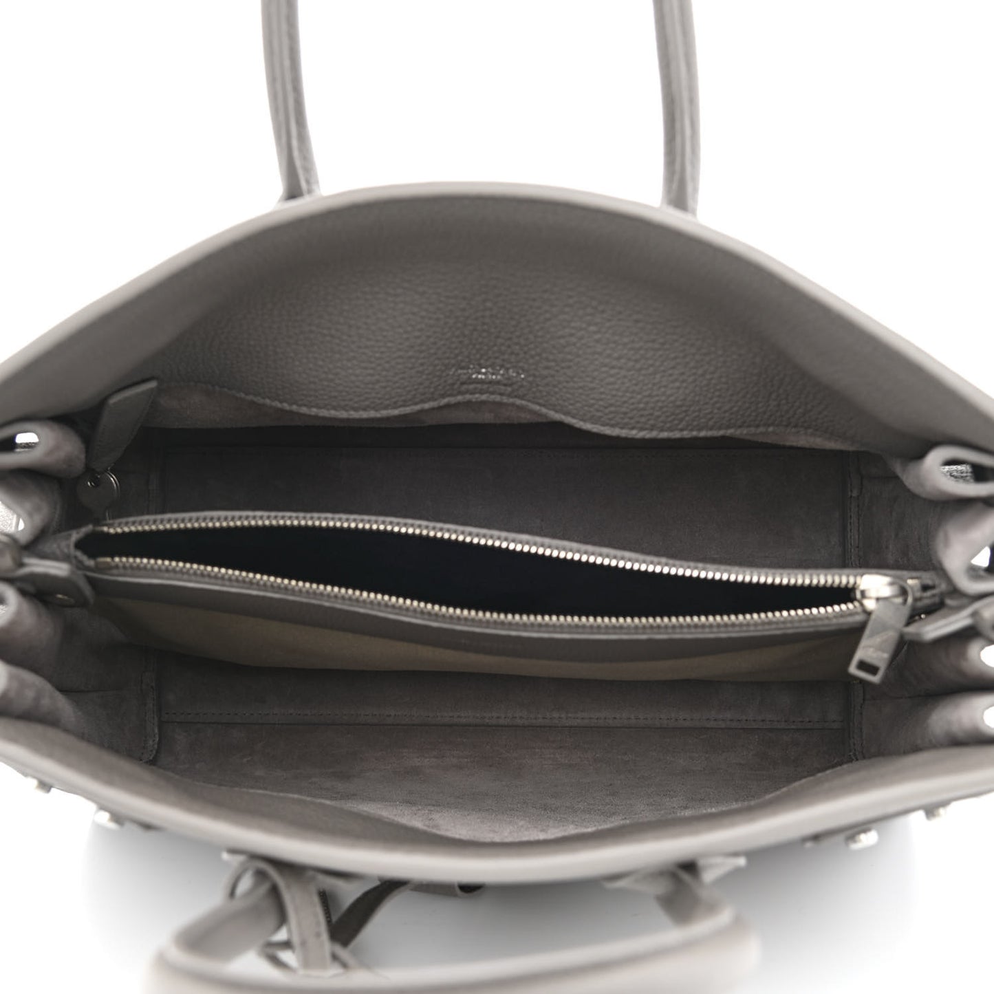 Grained Calfskin Small Supple Sac De Jour Mouse Grey
