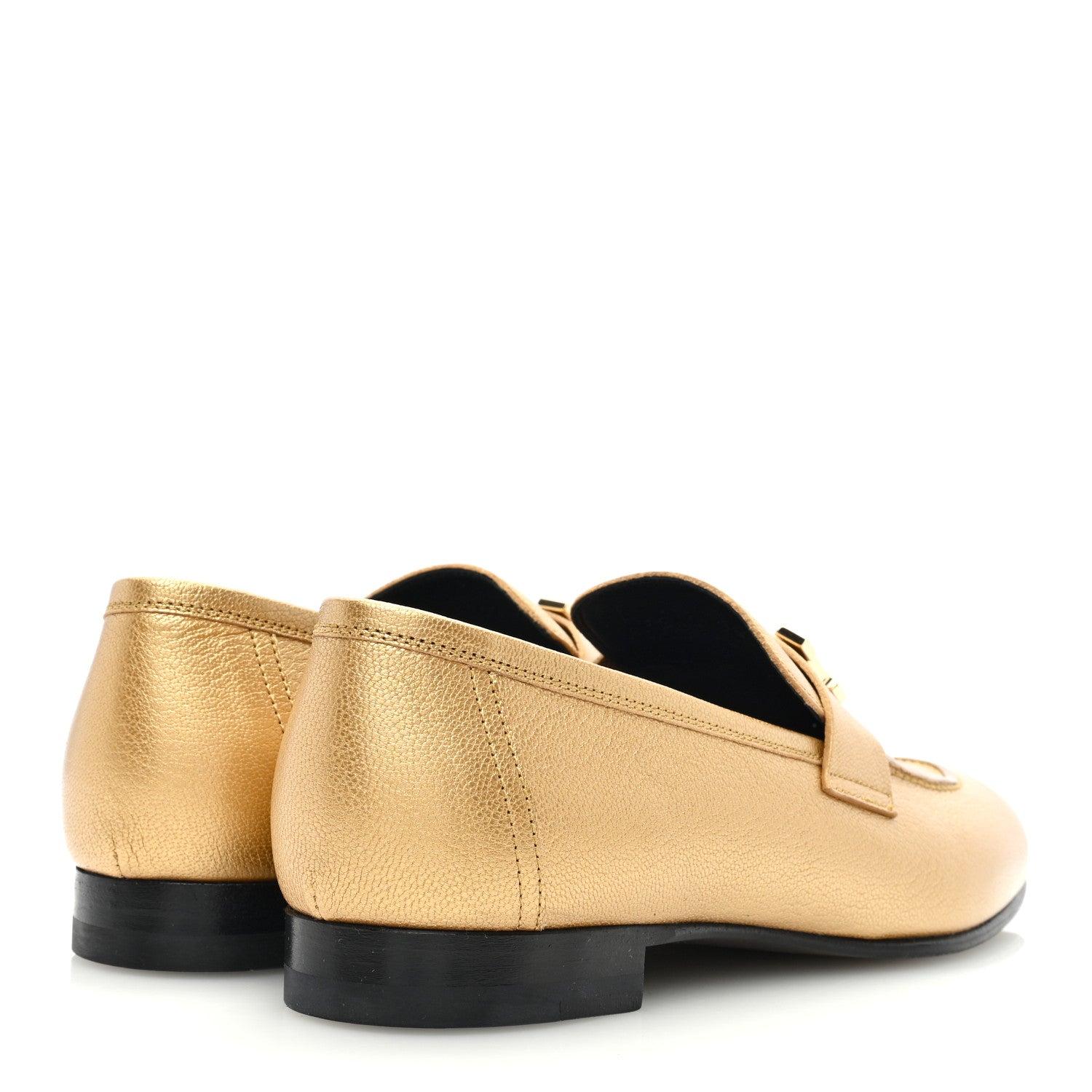 Hermes Metallic Goatskin Paris Loafers 37.5 Dore 1494147