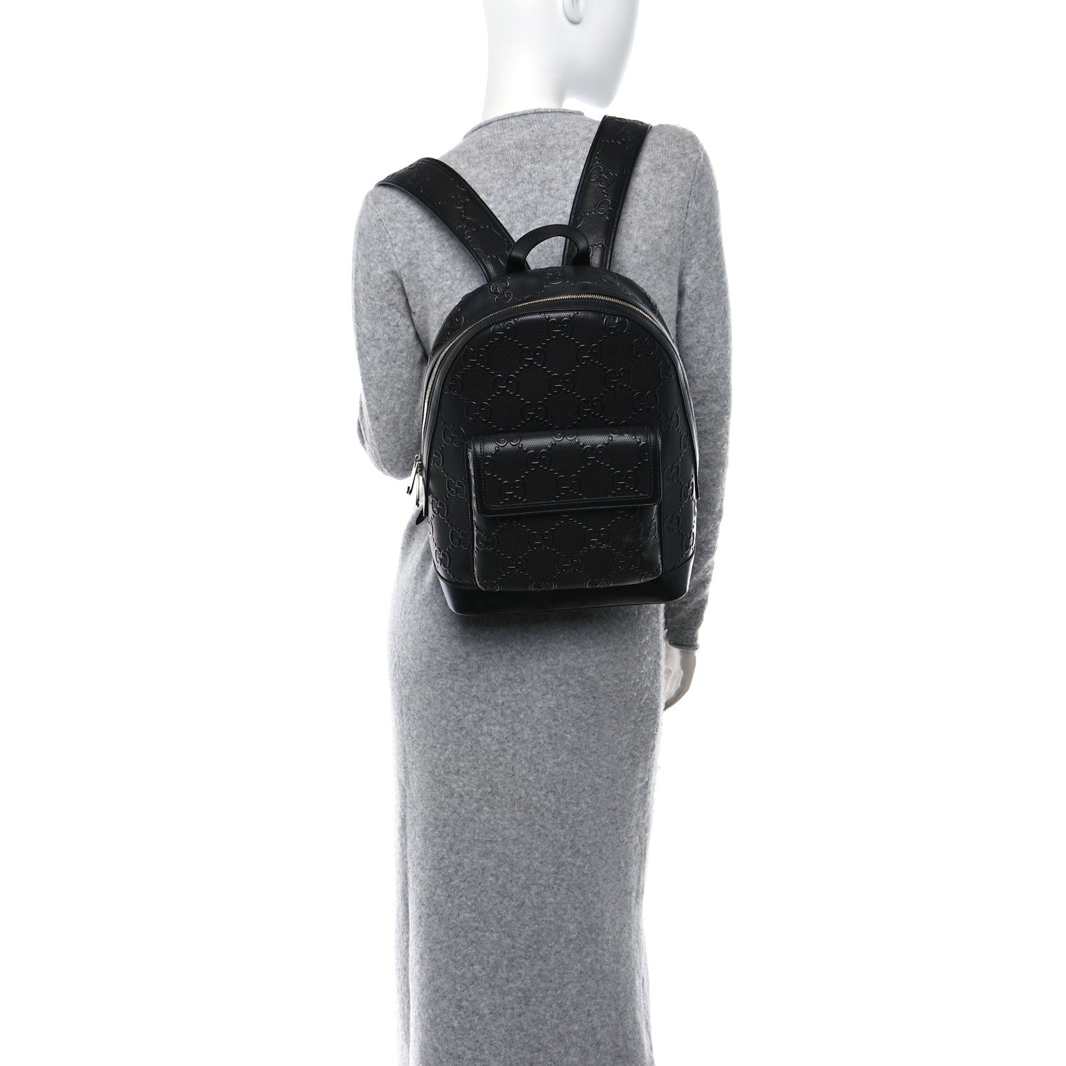 Gucci Calfskin GG Tennis Embossed Backpack Black 3 of 10