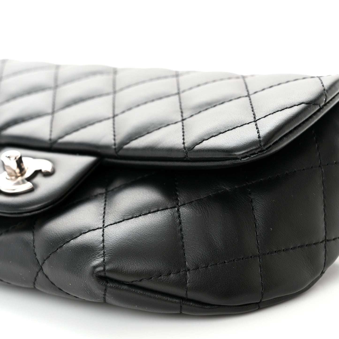 Calfskin Quilted CC Uniform Flap Belt Bag Black