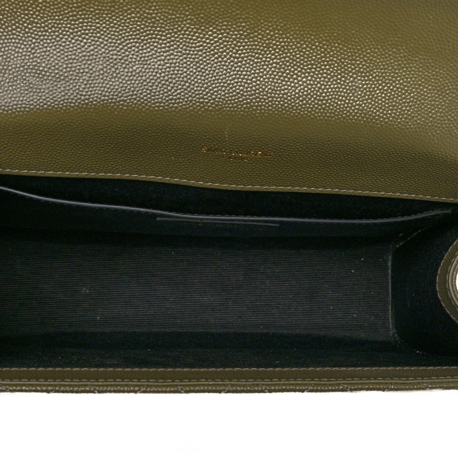Saint Laurent Grain De Poudre Textured Mixed Matelasse Medium Triquilt Monogram Satchel Vert Kaki 5 of 10
