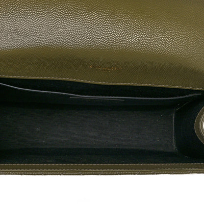 Saint Laurent Grain De Poudre Textured Mixed Matelasse Medium Triquilt Monogram Satchel Vert Kaki 5 of 10