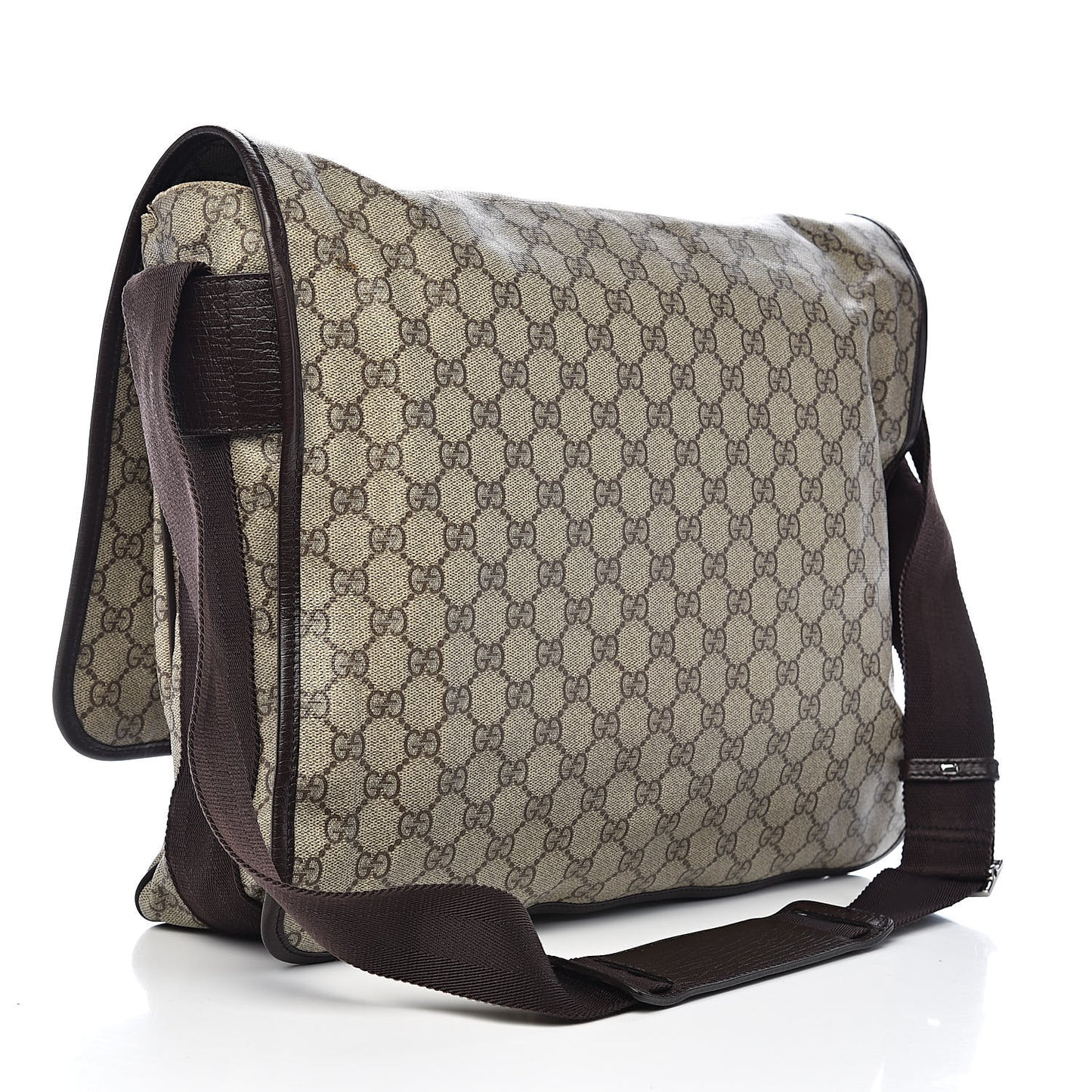 GG Plus Monogram Large Flap Messenger Bag Beige Dark Brown