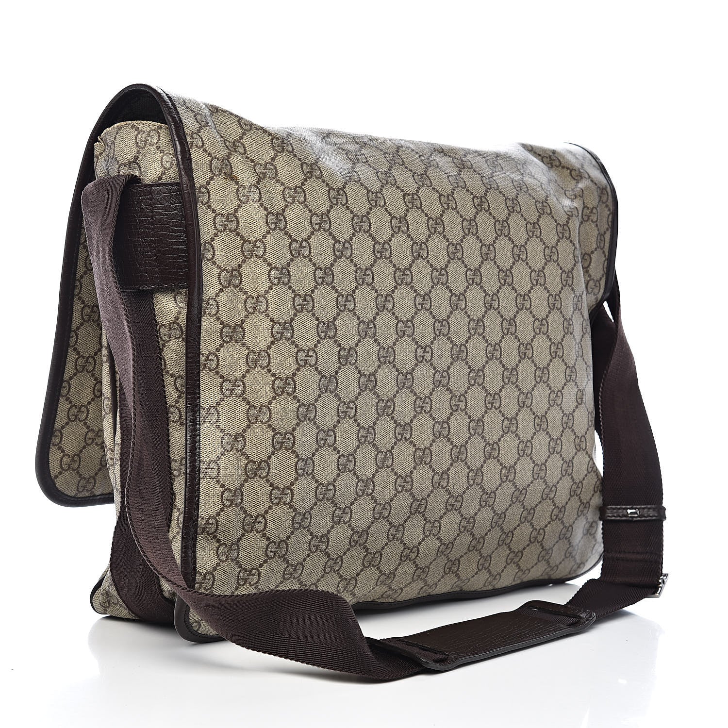 Gucci GG Plus Monogram Large Flap Messenger Bag Beige Dark Brown 3 of 15