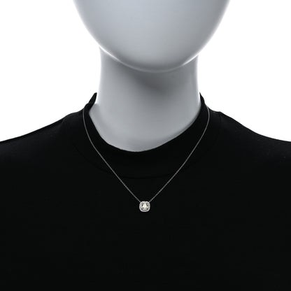 Tiffany Platinum 18K Yellow Gold Diamond Yellow Diamond .66ct Soleste Cushion Cut Halo Pendant Necklace 3 of 4