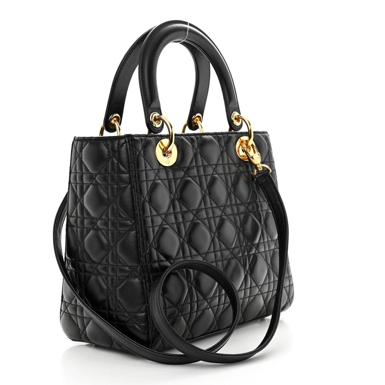 Christian Dior Lambskin Cannage Medium Lady Dior Black 3 of 10