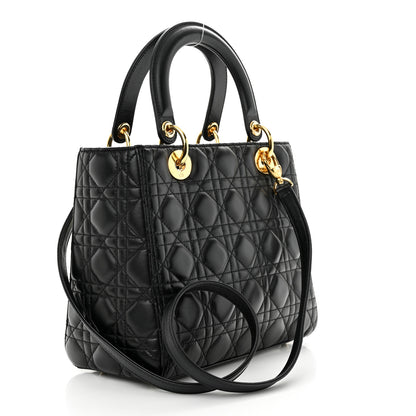 Christian Dior Lambskin Cannage Medium Lady Dior Black 3 of 10