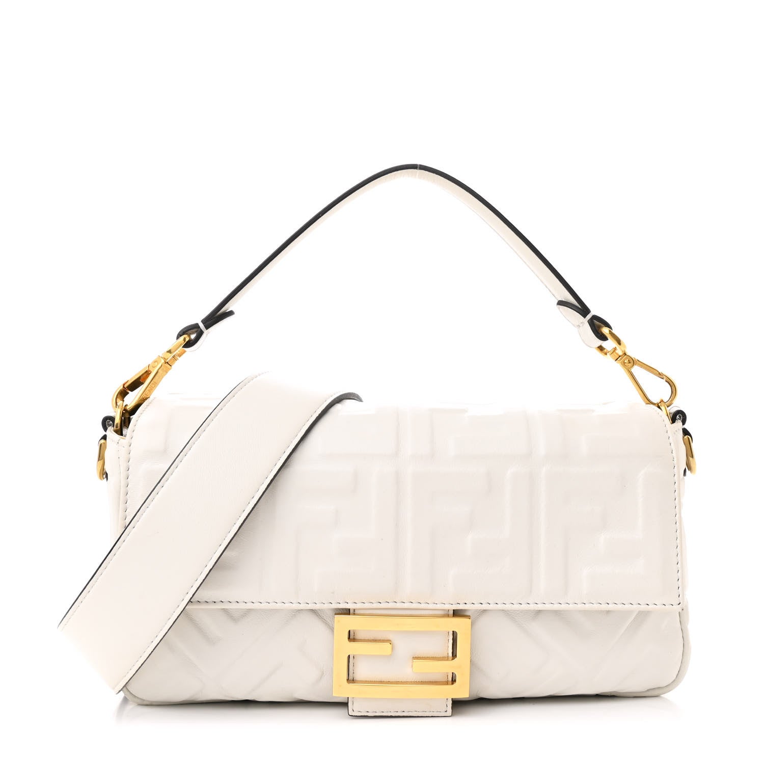Fendi Nappa FF 1974 Embossed Baguette White 1 of 13