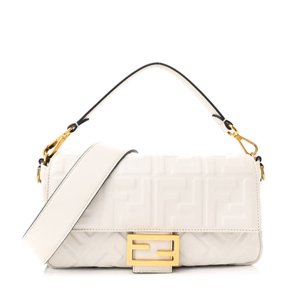 Fendi Nappa FF 1974 Embossed Baguette White 1 of 13