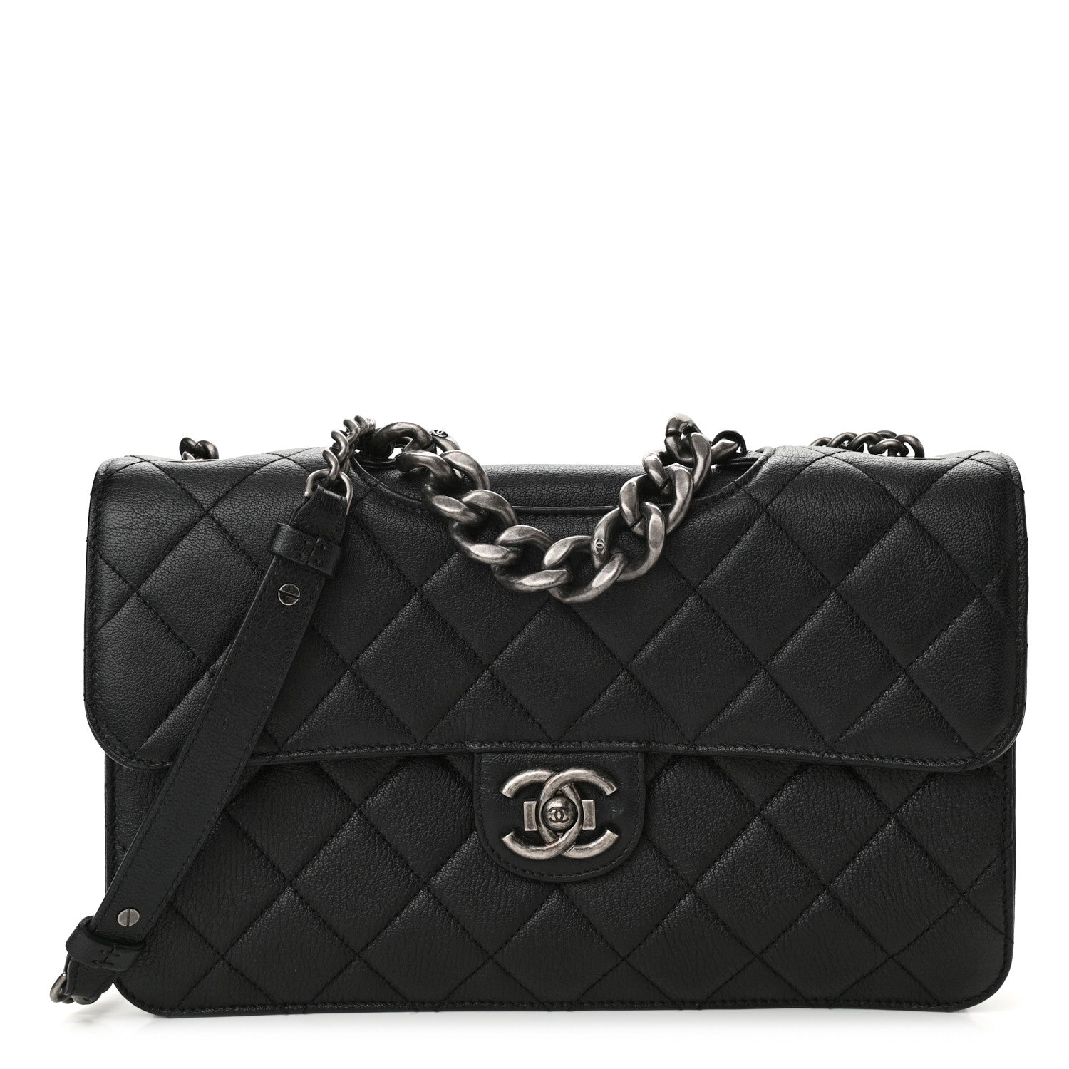Chanel Goatskin Quilted Large Perfect Edge Flap Black 1 of 11