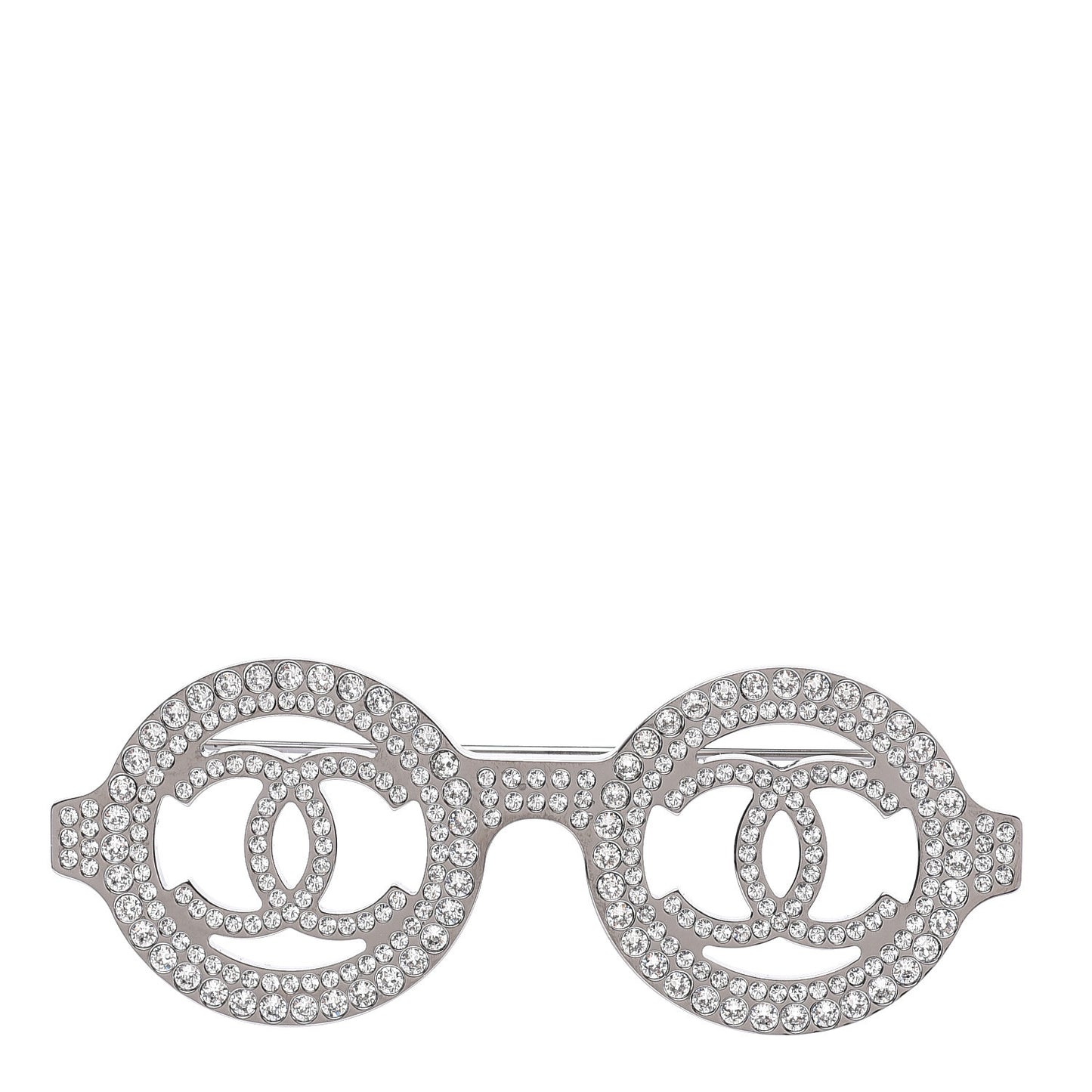 Crystal CC Sunglasses Brooch Silver
