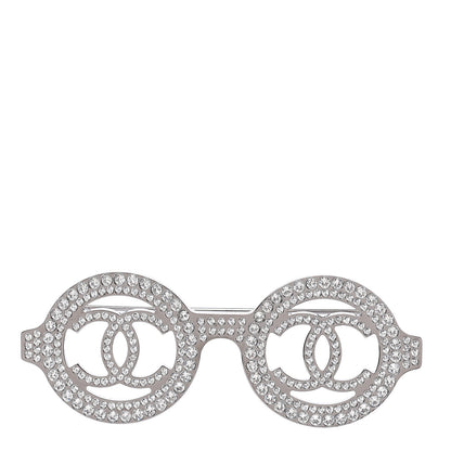 Chanel Crystal CC Sunglasses Brooch Silver 1 of 5