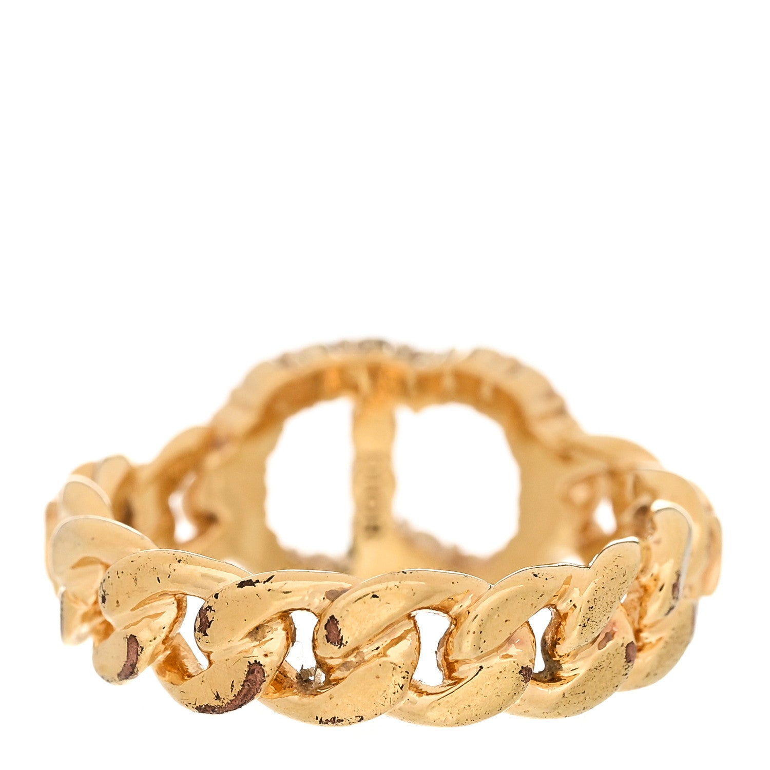 Christian Dior Metal Crystal Danseuse Etoile Chain Ring L 54 7 Gold 3 of 8