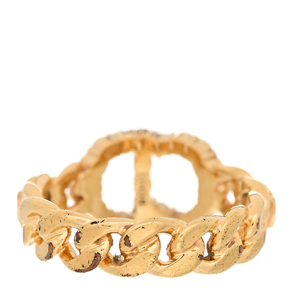Christian Dior Metal Crystal Danseuse Etoile Chain Ring L 54 7 Gold 3 of 8