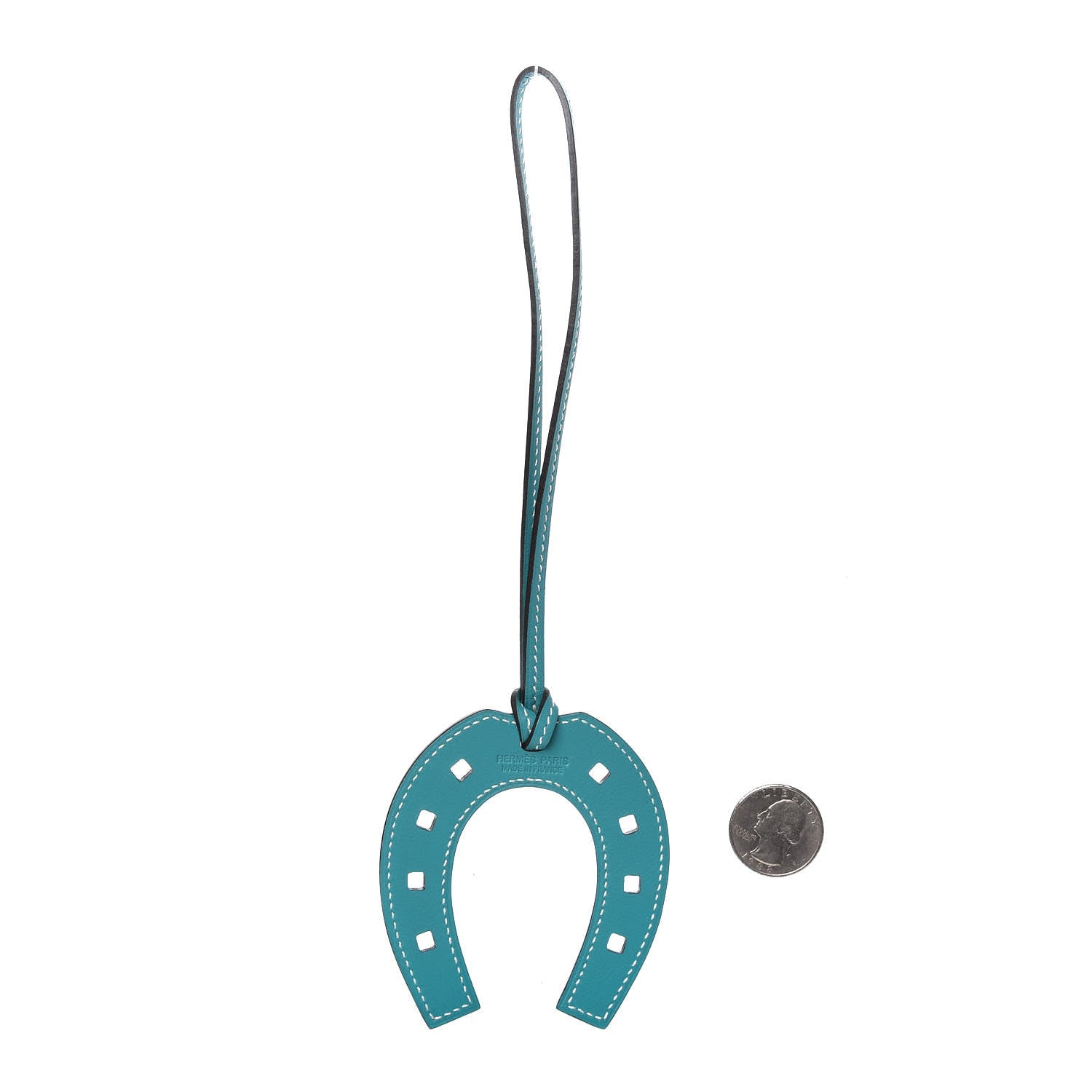 Hermes Swift Paddock Horseshoe Bag Charm Bleu Paon 2 of 3