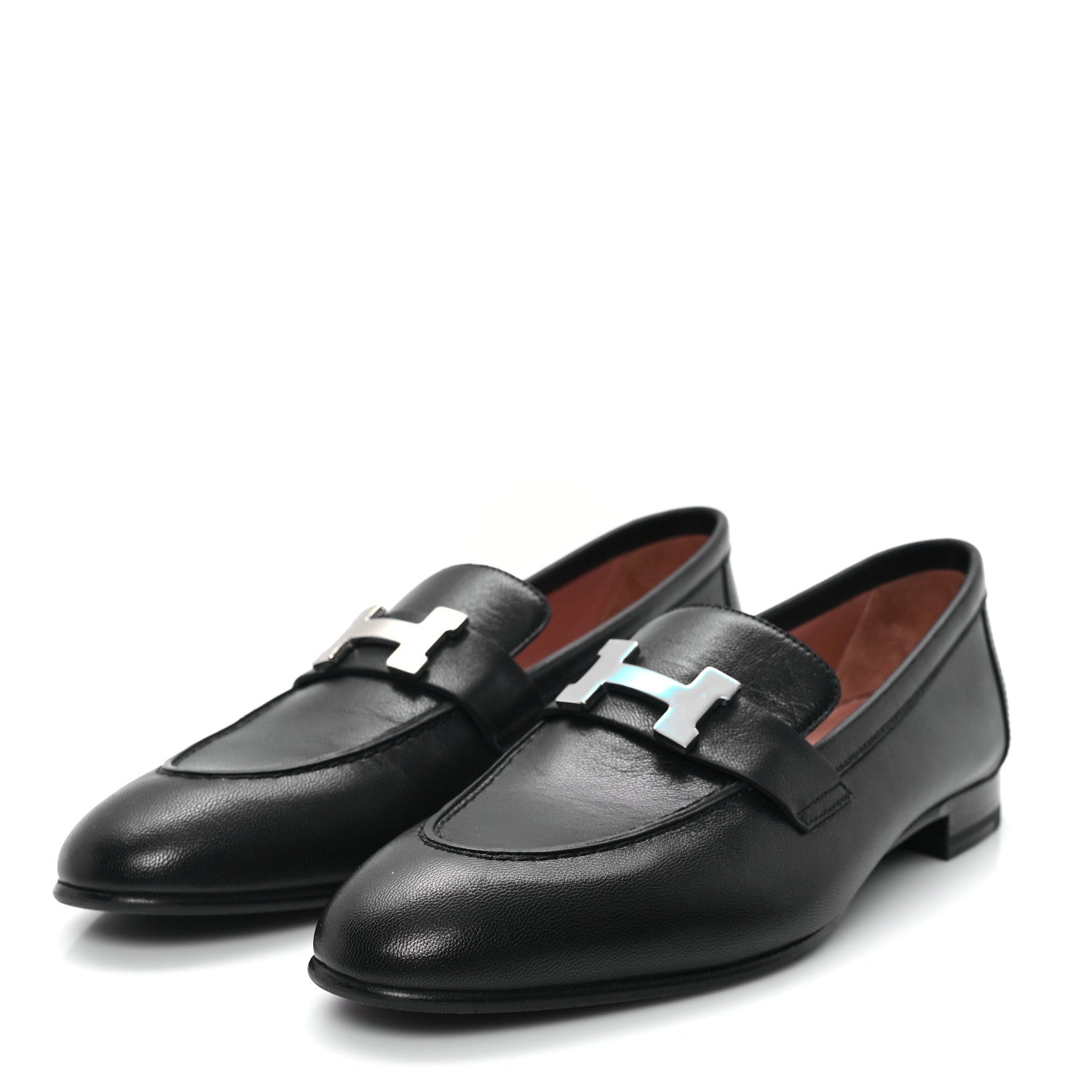 Hermes Goatskin Womens Paris Loafers 36.5 Black 4 of 10