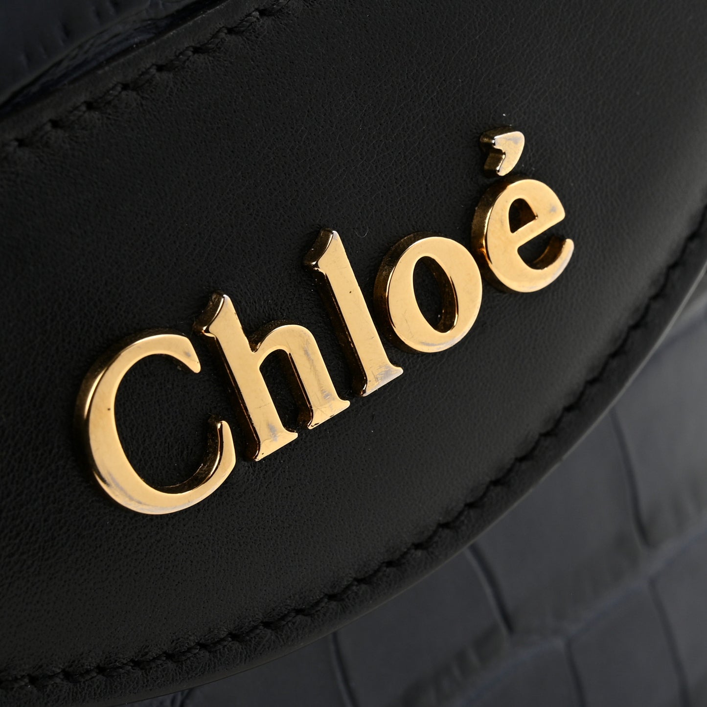 Calfskin Crocodile Embossed Small Aby Lock Full Blue