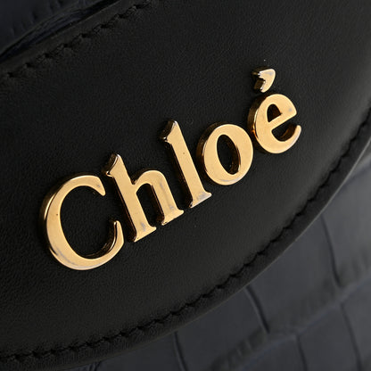 Chloe Calfskin Crocodile Embossed Small Aby Lock Full Blue 12 of 14