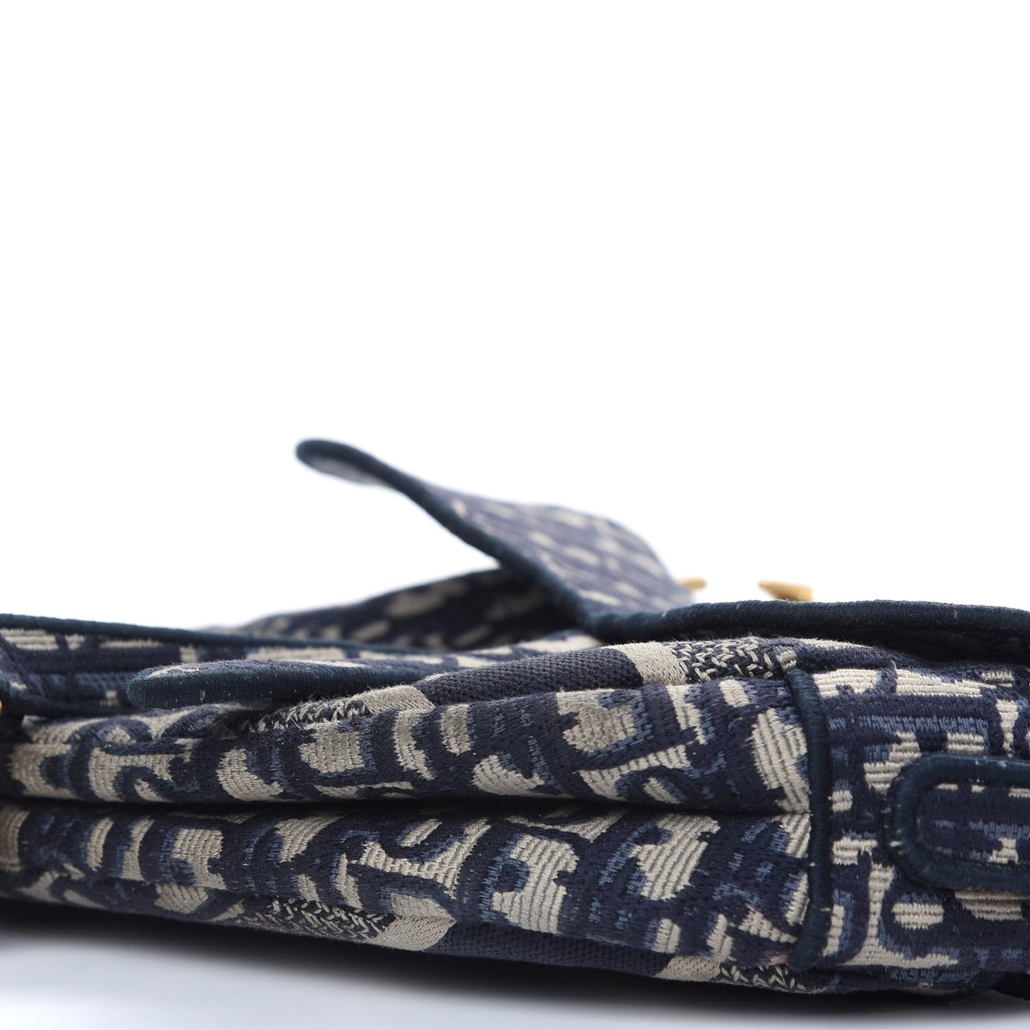 Oblique Embroidered Saddle Bag Blue
