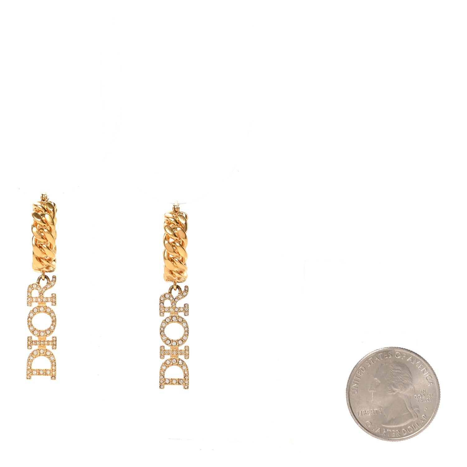 Christian Dior Crystal Dio(r)evolution Logo Hoop Drop Earrings Gold 2 of 4