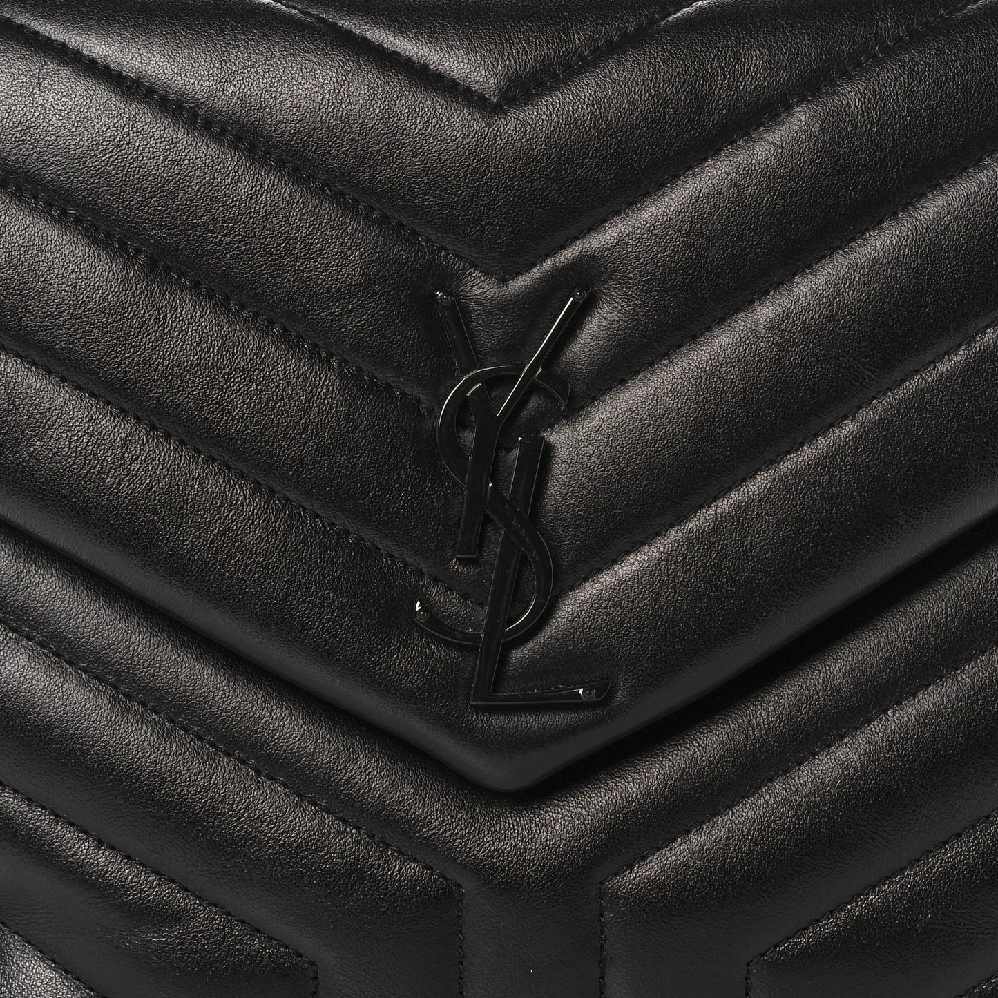 Calfskin Y Quilted Monogram Medium Loulou Chain Satchel Black