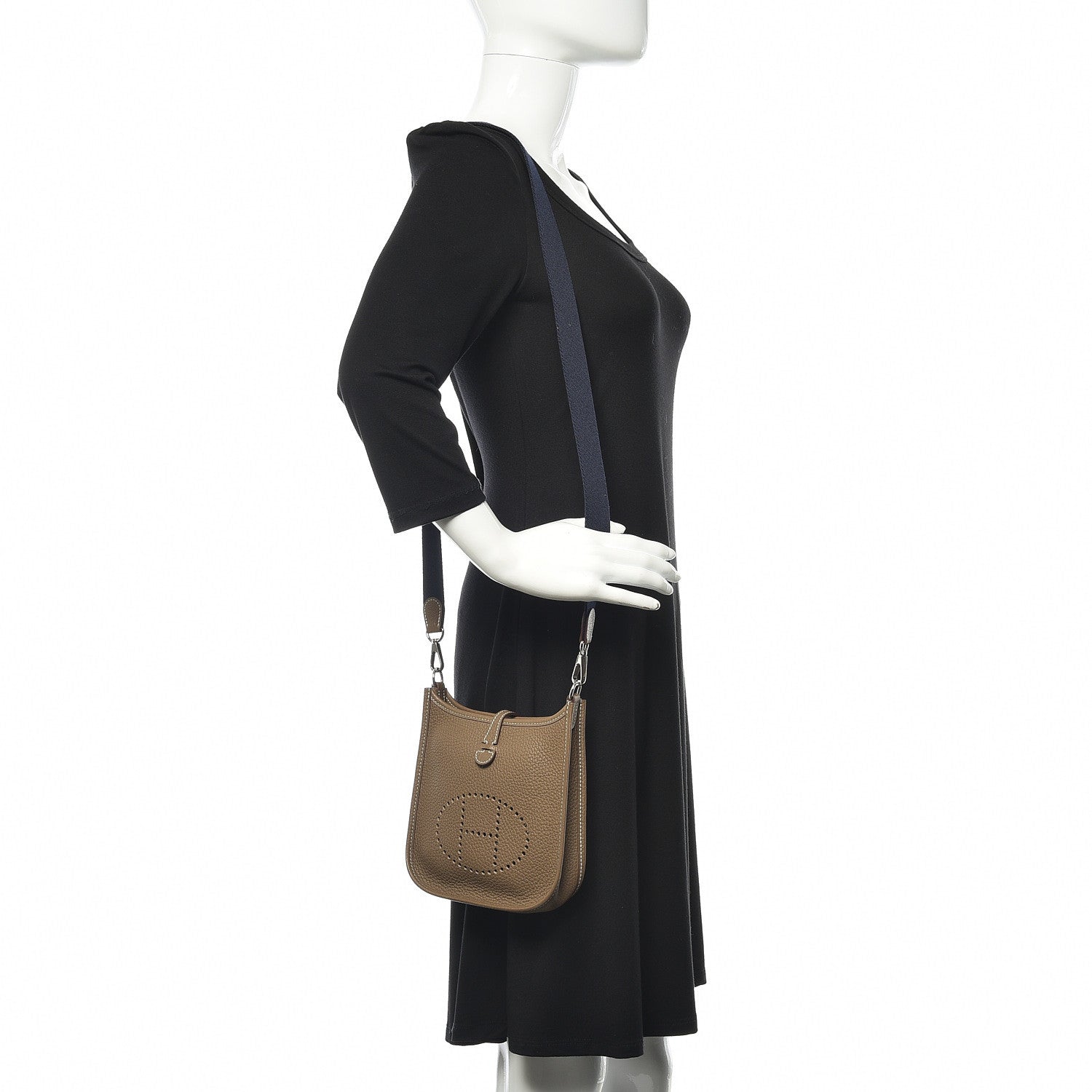 Hermes Taurillon Clemence Amazone Evelyne TPM Etoupe Bleu Indigo 2 of 11