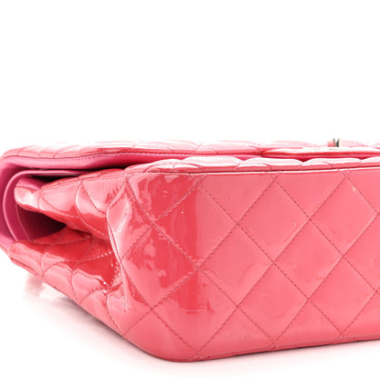 Chanel Patent Quilted Jumbo Double Flap Pink 9 of 14