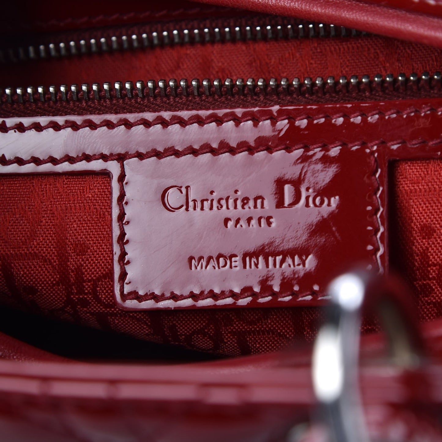 Patent Cannage Large Lady Dior Red