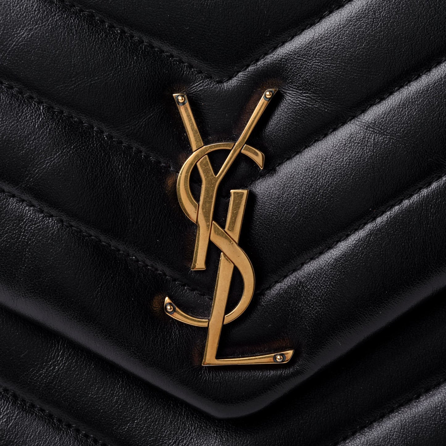 Calfskin Y Quilted Monogram Medium Loulou Chain Satchel Black