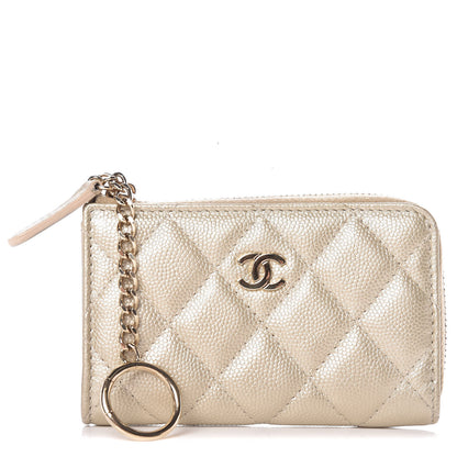 Chanel Metallic Caviar Quilted Key Holder Case Light Gold 1 of 10