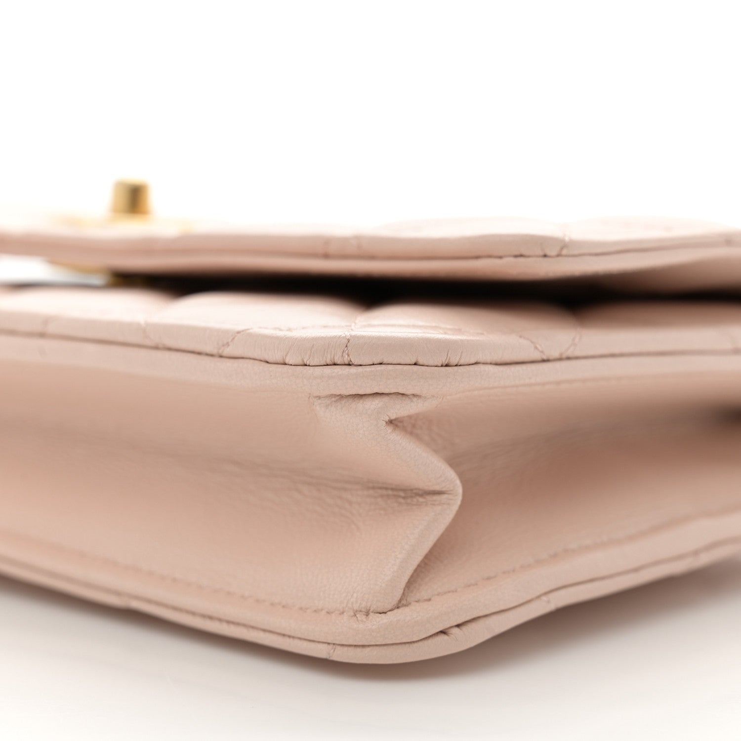 Chanel Lambskin Quilted CC Pearl Crush Wallet on Chain WOC Light Beige 11 of 12