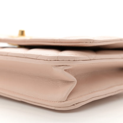 Chanel Lambskin Quilted CC Pearl Crush Wallet on Chain WOC Light Beige 11 of 12