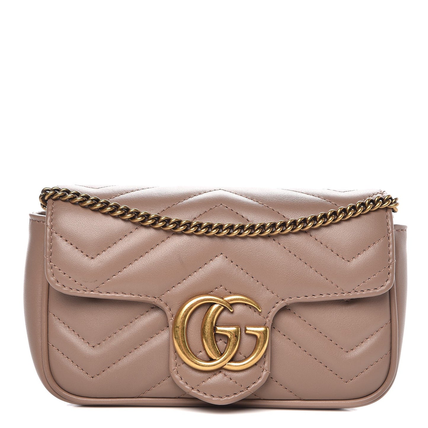 Calfskin Matelasse Super Mini GG Marmont Shoulder Bag Porcelain Rose