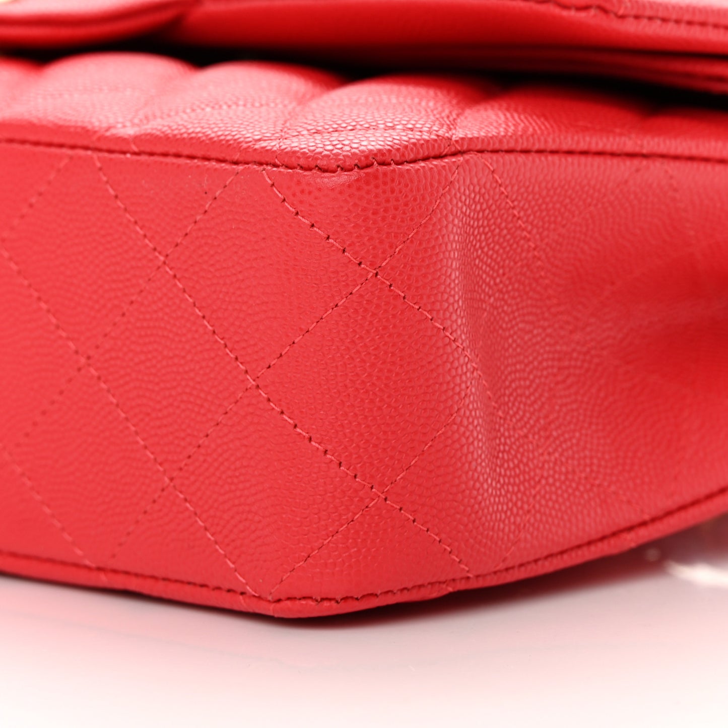 Caviar Quilted Medium Double Flap Red