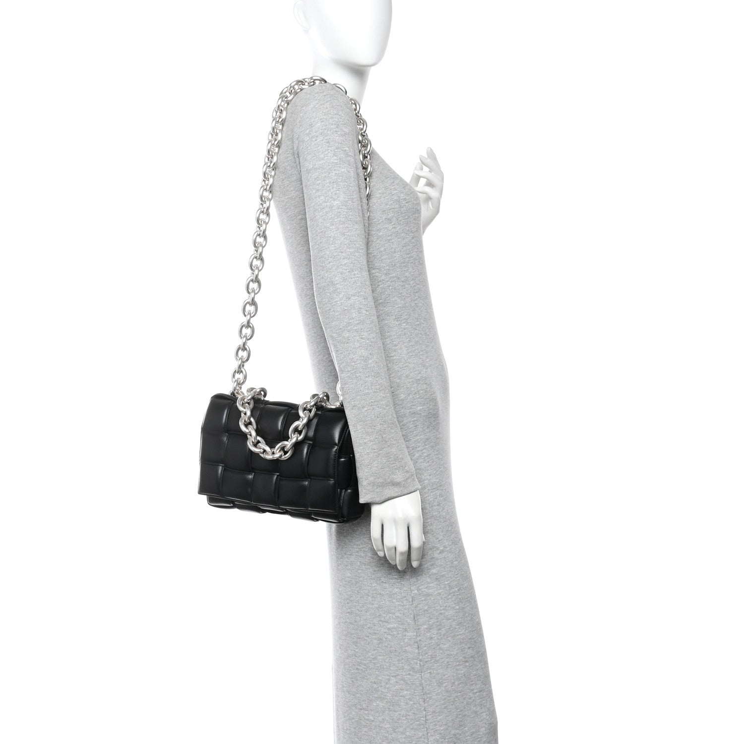Bottega Veneta Lambskin Maxi Intreccio Padded Chain Cassette Crossbody Bag Black 2 of 10