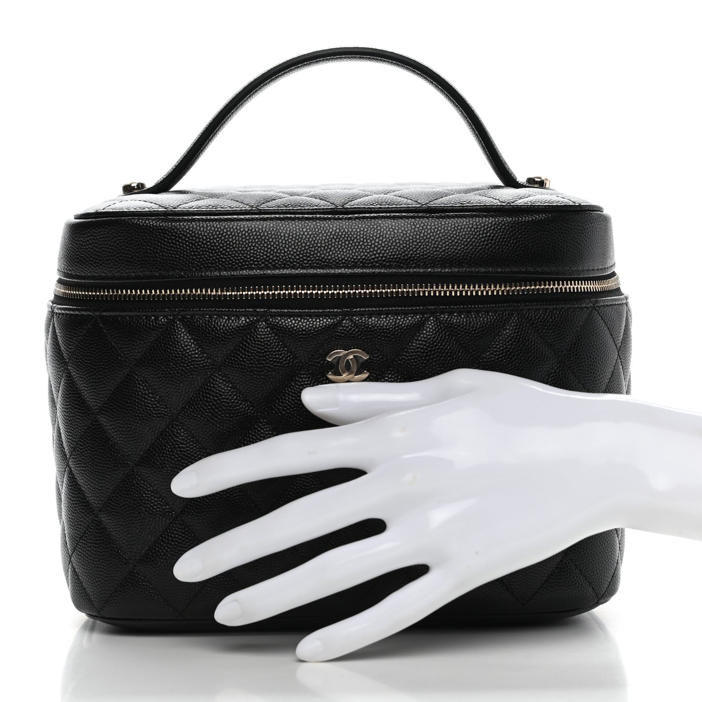 Caviar Quilted Large Vanity Pouch Black
