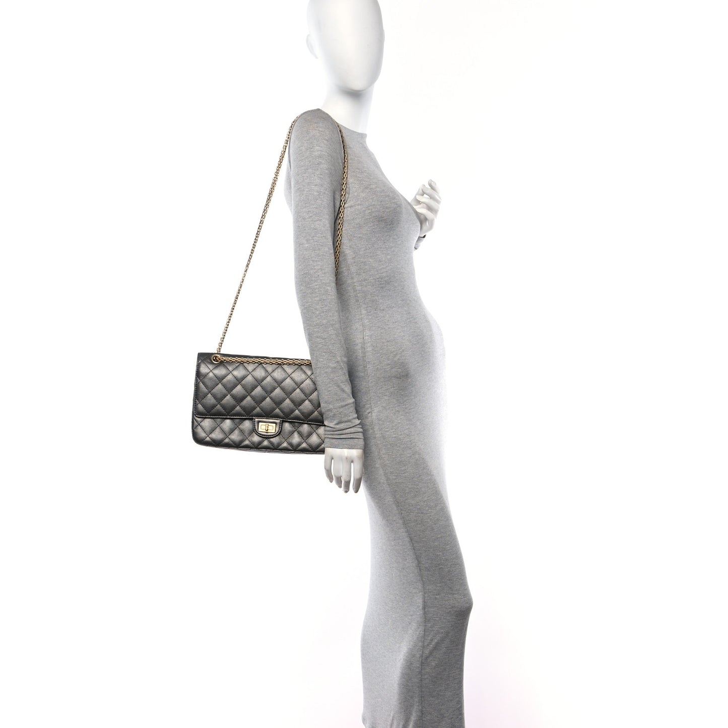 Metallic Calfskin Quilted 2.55 Reissue 226 Flap Charcoal