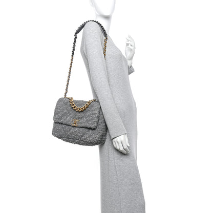 Chanel Tweed Quilted Large Chanel 19 Flap Grey 2 of 11
