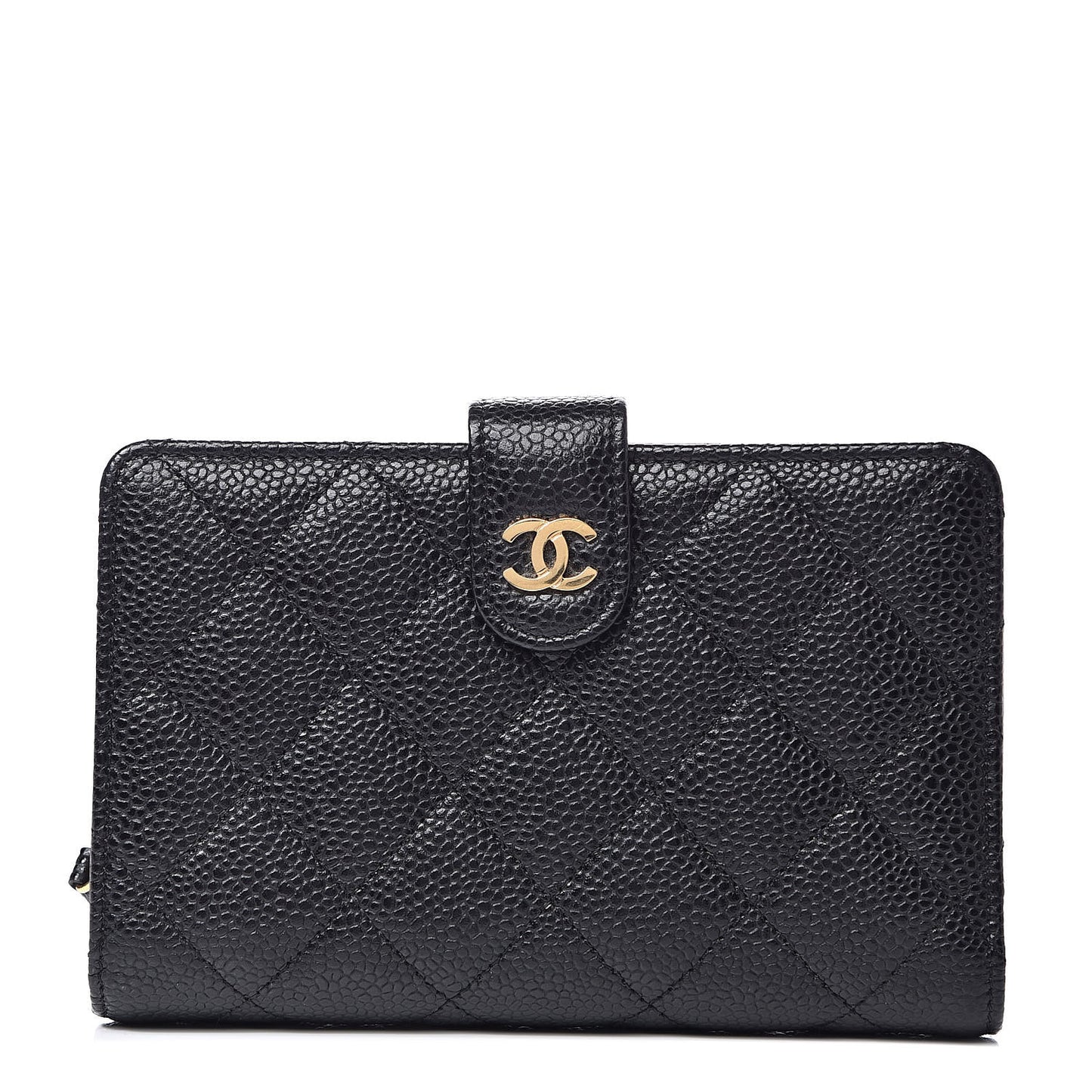 Caviar Quilted Zipped Pocket Wallet Black