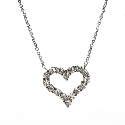 Tiffany Platinum Diamond Small Heart Pendant Necklace 4 of 7