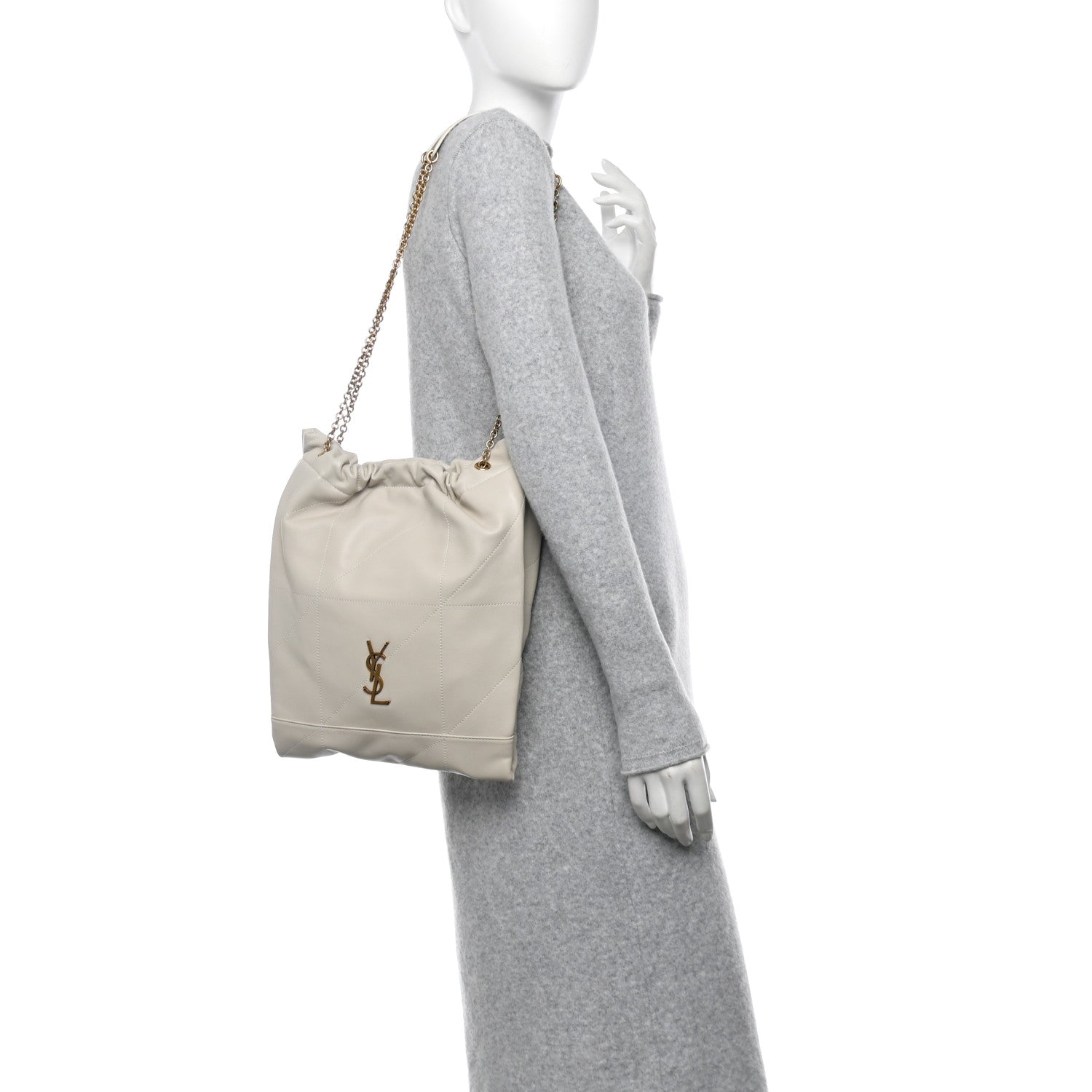 Saint Laurent Lambskin Matelasse Monogram Medium Jamie 4.3 Pochon Blanc Vintage 2 of 11