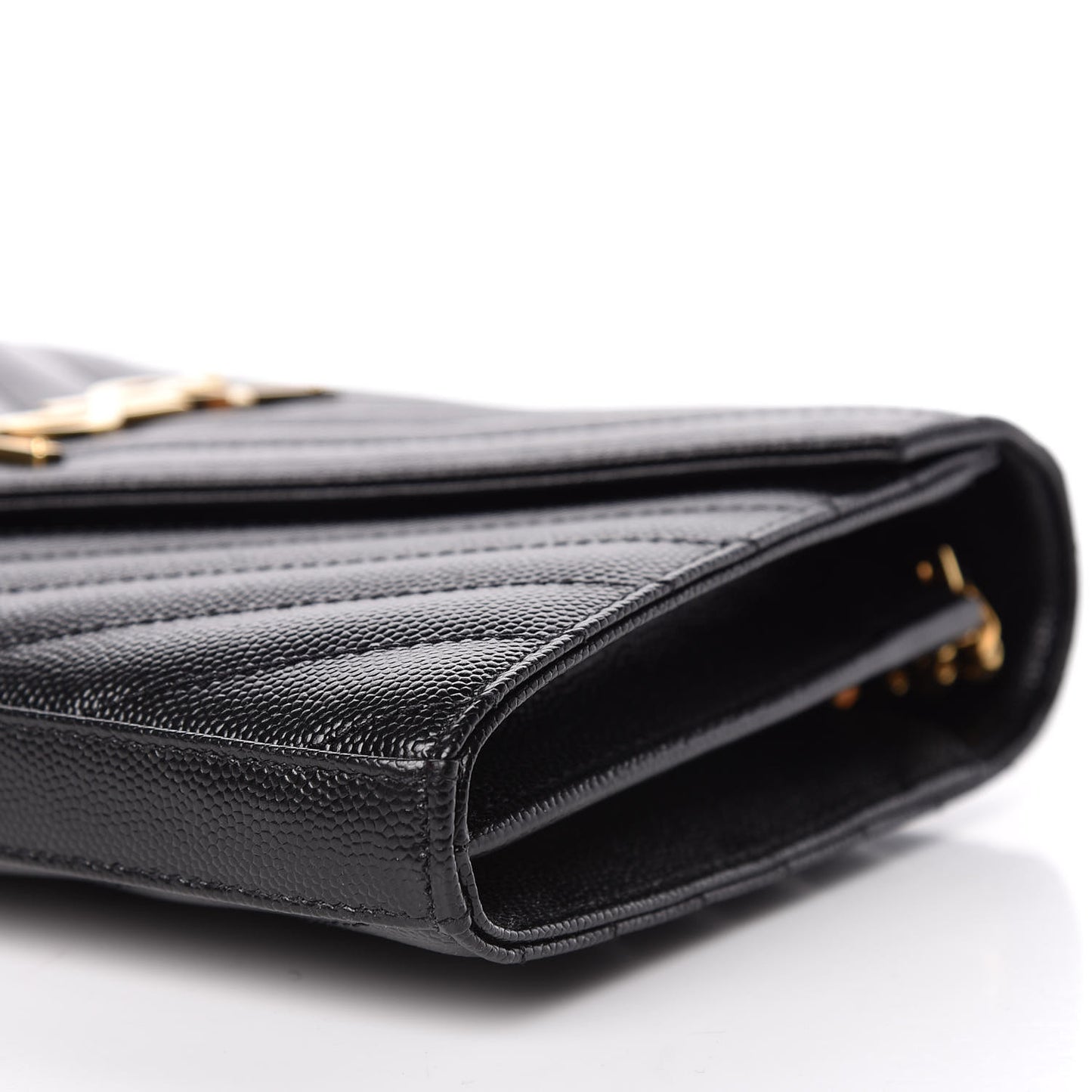 Grain De Poudre Matelasse Chevron Monogram Chain Wallet Black