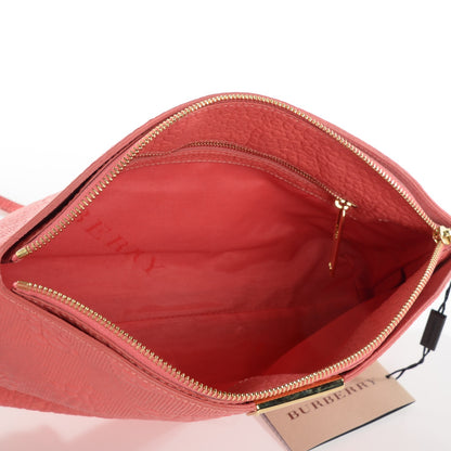 Burberry Signature Grain Calfskin Check Embossed Small Chichester Crossbody Clutch Bag Rose Pink 7 of 11