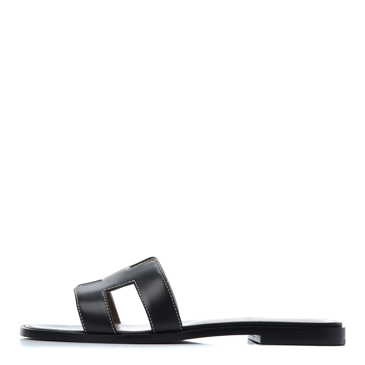 Hermes Box Calfskin Oran Sandals 37 Black 1 of 13
