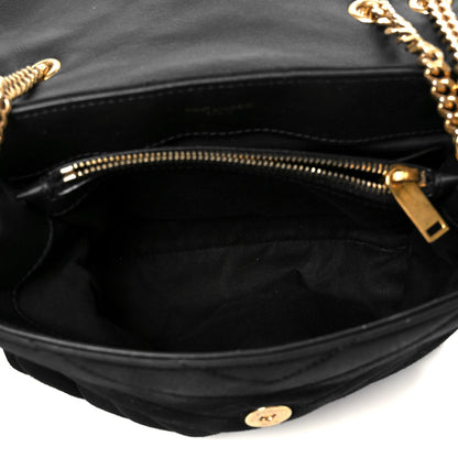 Saint Laurent Suede Calfskin Y Quilted Monogram Small Loulou Chain Satchel Black 5 of 14