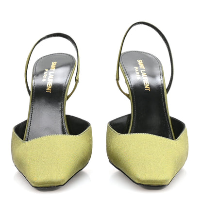 Saint Laurent Crepe De Chine Blade 105 Slingback Pumps 37.5 Lime 6 of 18