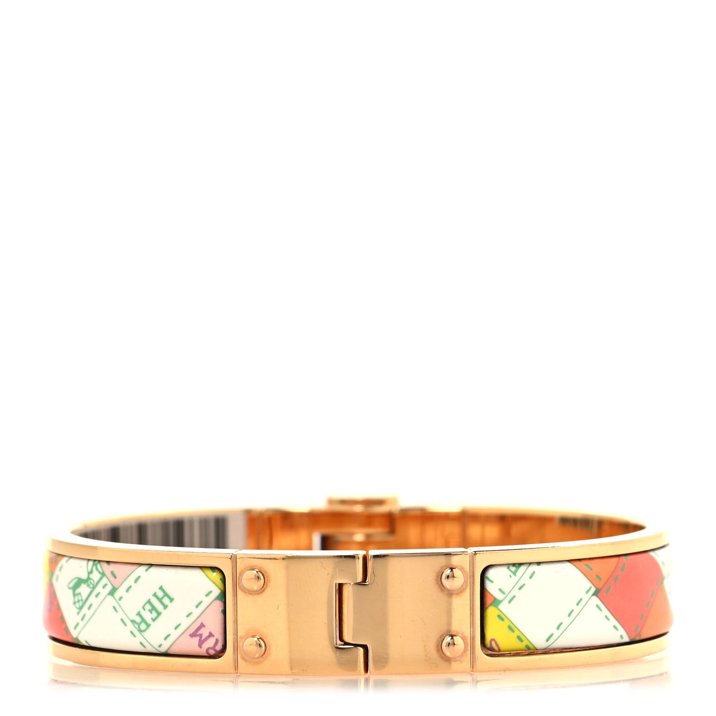 Enamel Printed Narrow Bolduc Au Carre Hinged Bracelet S Cassatta