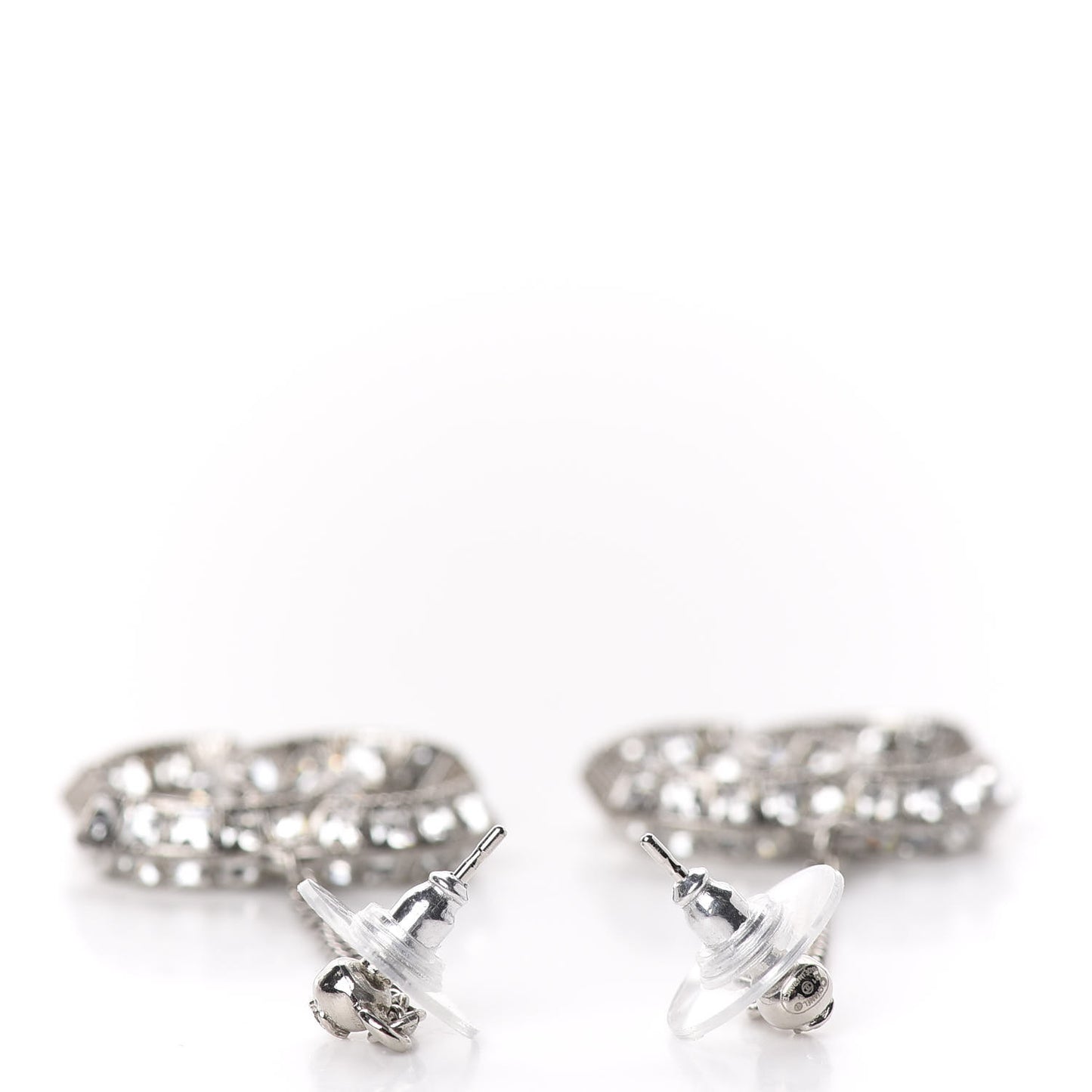 Baguette Crystal CC Drop Earrings Silver